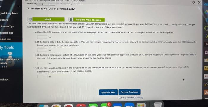 And Study Tools Options Success Tips Success Tips D For You Dy Tools For Introductory Nance Edback T The Cost Of Capital 1