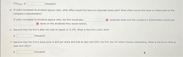 Excel Activity Financial Statements Cash Flow And Taxes Laiho Industries S 2020 And 2021 Balance Sheets In Thousands 5
