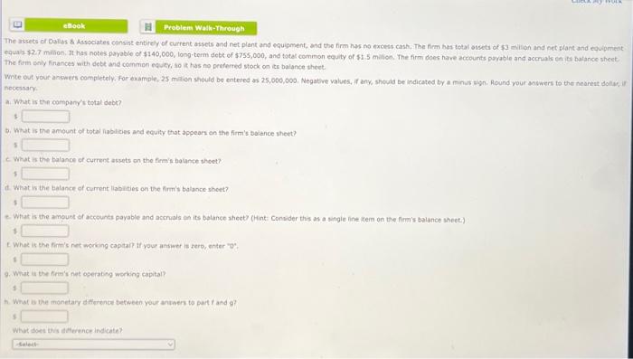 9 Ebook Problem Walk Through The Assets Of Dallas Associates Consist Entirely Of Current Assets And Net Plant And Equi 1