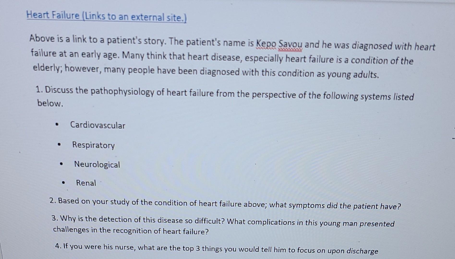 Heart Failure Links To An External Site Above Is A Link To A Patient S Story The Patient S Name Is Kepo Savou And He 1