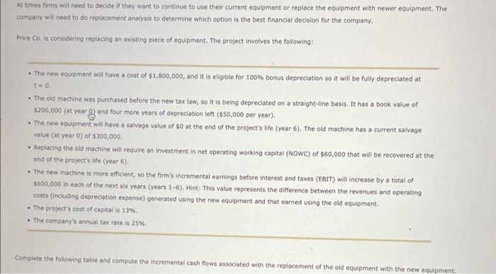 At Times Firms Will Need To Decide If They Want To Continue To Use Their Current Equipment Or Replace The Equipment With 1