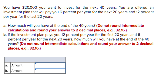 You Have 20 000 You Want To Invest For The Next 40 Years You Are Offered An Investment Plan That Will Pay You 6 Percen 1