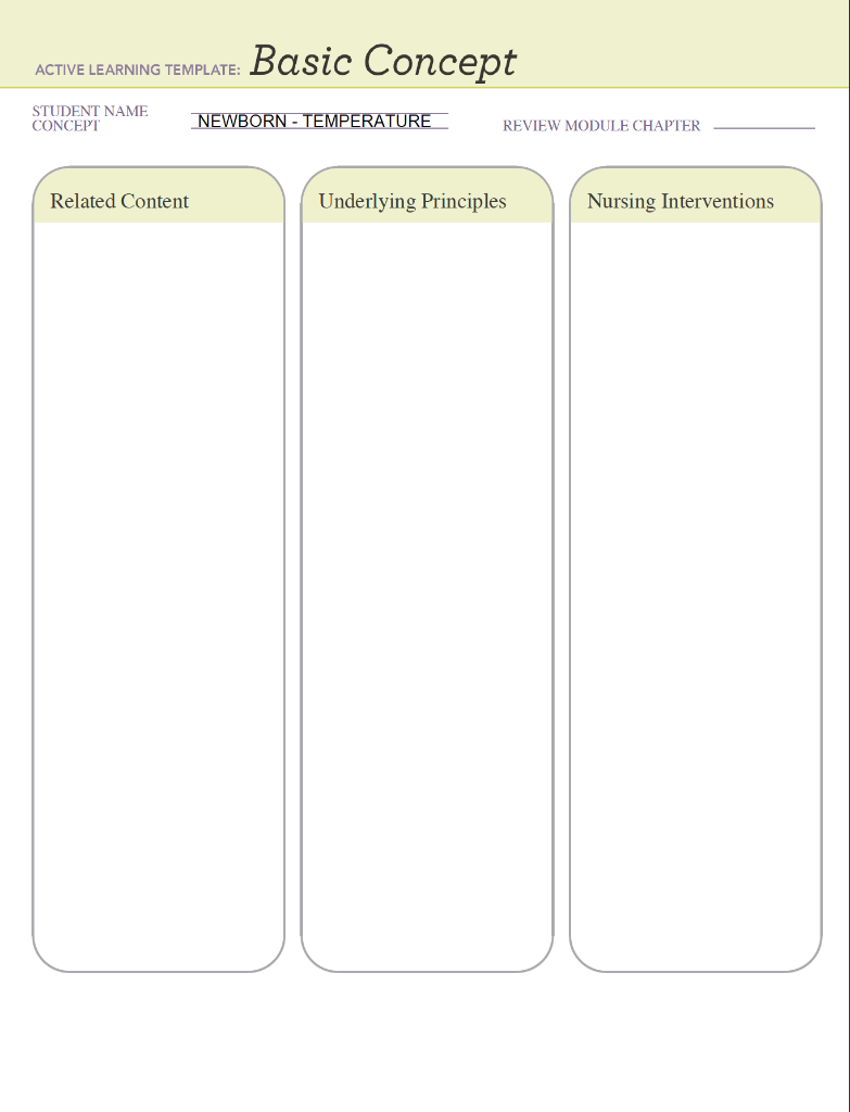 Basic Concept Active Learning Template Student Name Concept Newborn Temperature Review Module Chapter Related Content 1