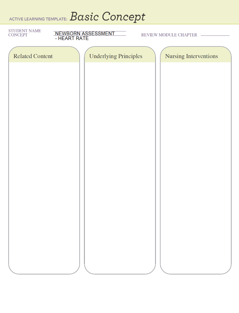 Active Learning Template Basic Concept Student Name Concept Newborn Assessment Heart Rate Review Module Chapter Relat 1
