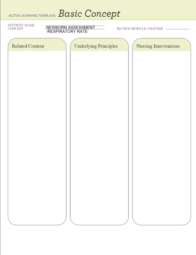 Active Learning Template Basic Concept Student Name Concept Newborn Assessment Respiratory Rate Review Module Chapter 1
