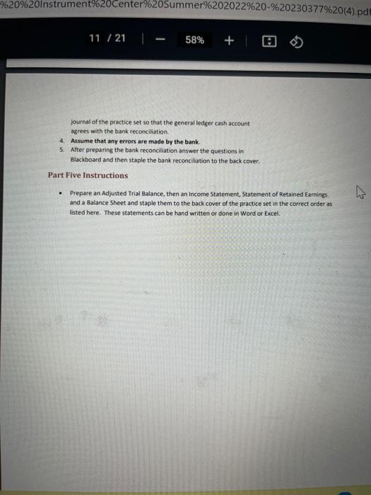 Part Four And Five Ending Balance In T Accounts For Cash Account Is 21 790 00 7