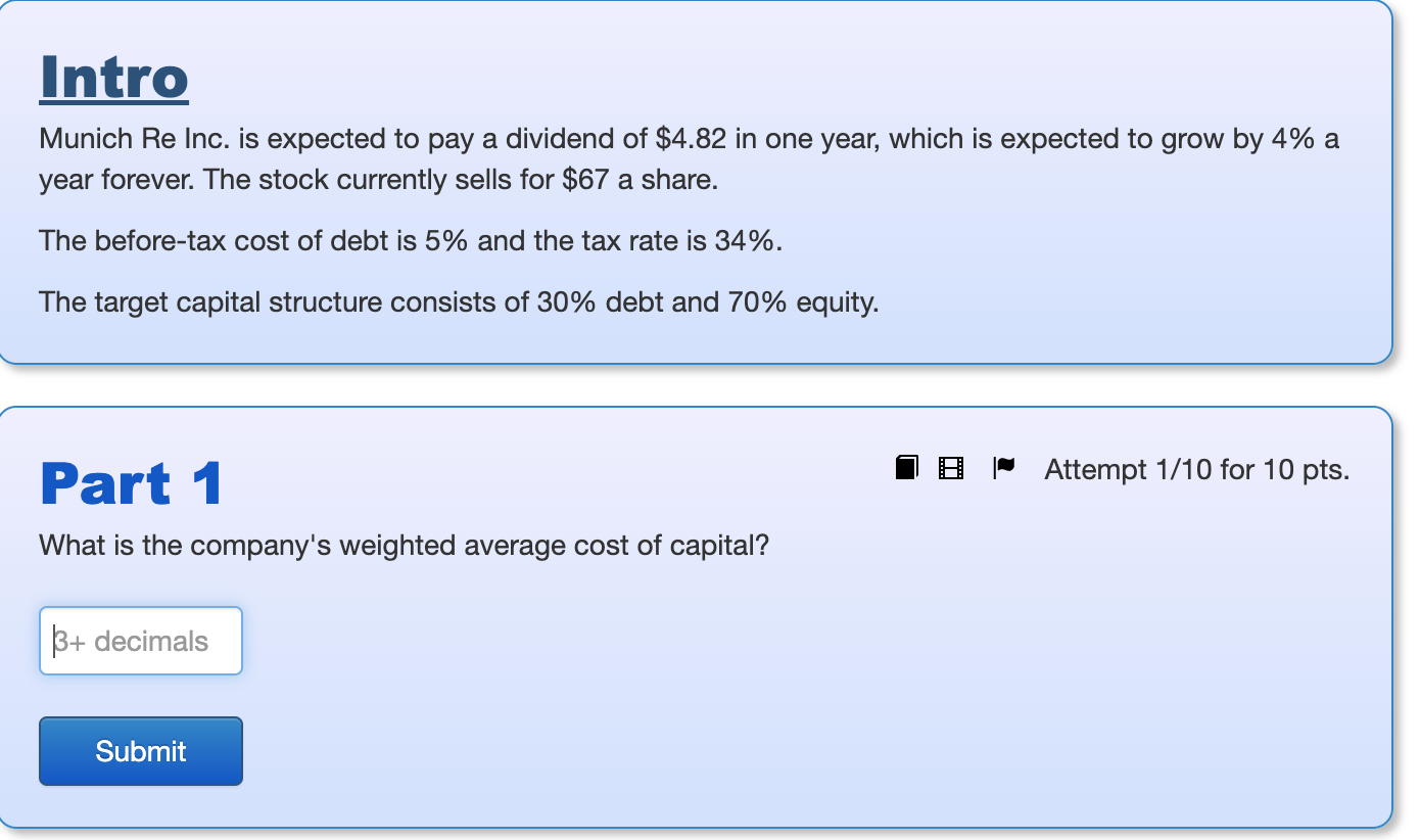 Intro Munich Re Inc Is Expected To Pay A Dividend Of 4 82 In One Year Which Is Expected To Grow By 4 A Year Forever 1