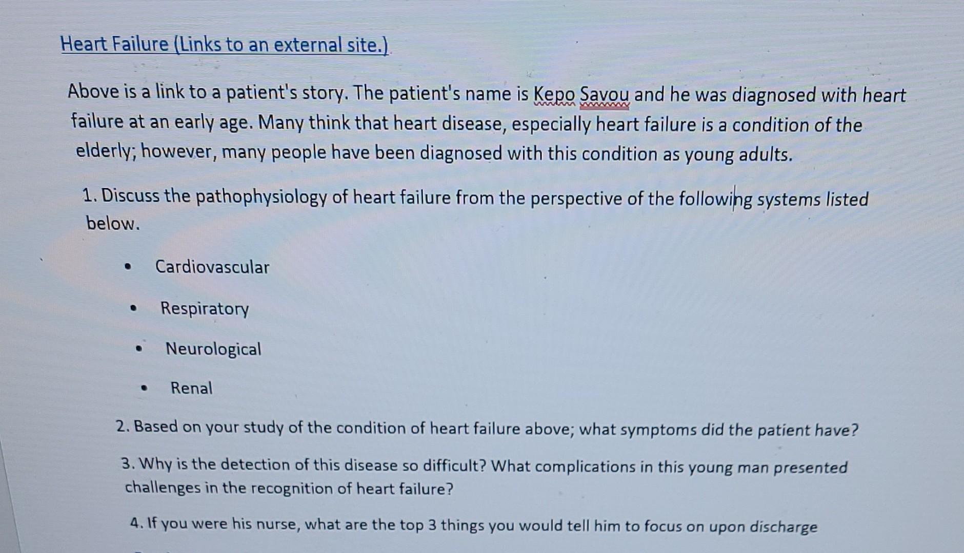 Heart Failure Links To An External Site Above Is A Link To A Patient S Story The Patient S Name Is Kepo Savou And He 1