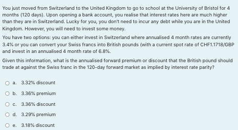 You Just Moved From Switzerland To The United Kingdom To Go To School At The University Of Bristol For 4 Months 120 Day 1
