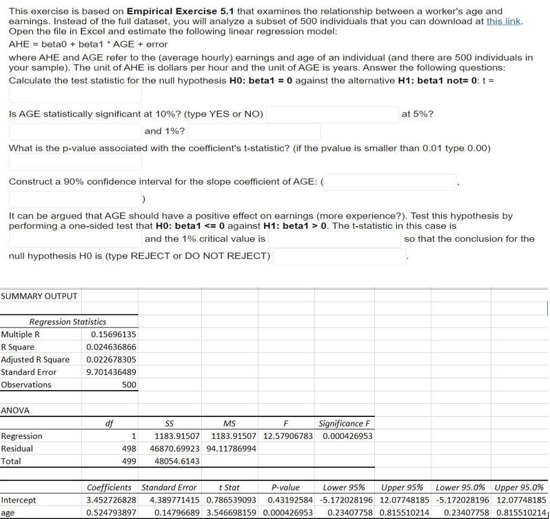 This Exercise Is Based On Empirical Exercise 5 1 That Examines The Relationship Between A Worker S Age And Earnings Ins 1