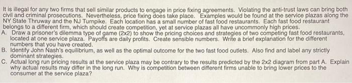 It Is Illegal For Any Two Firms That Sell Similar Products To Engage In Price Fixing Agreements Violating The Anti Trus 1