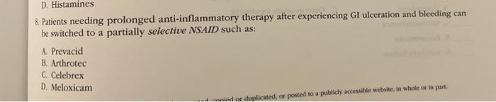 D Histamines 8 Patients Needing Prolonged Anti Inflammatory Therapy After Experiencing Gi Ulceration And Bleeding Can 1