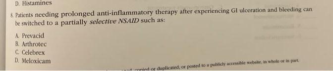 D Histamines 8 Patients Needing Prolonged Anti Inflammatory Therapy After Experiencing Gi Ulceration And Bleeding Can 1