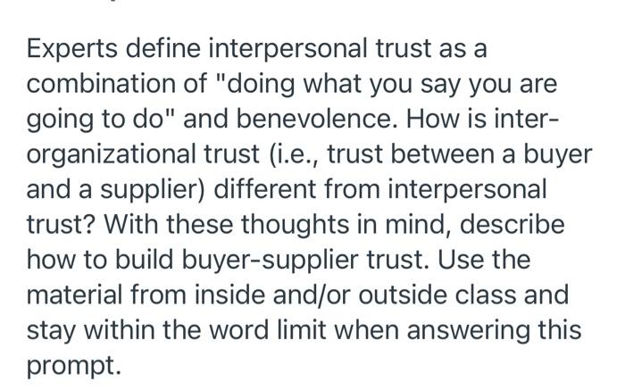 Trust As A Experts Define Interpersonal Combination Of Doing What You Say You Are Going To Do And Benevolence How Is 1