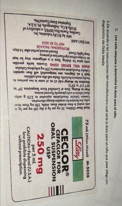 75 Ml When Mixed M 5058 Licey Ceclor Cefaclor For Oral Suspension Usp 250 Mg Per 5 Ml Caution Federal U S A Low Pr 1