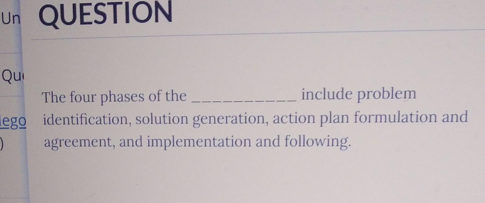 Un Question Qui The Four Phases Of The Include Problem Lego Identification Solution Generation Action Plan Formulation 1