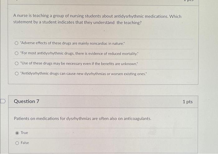 Po A Nurse Is Teaching A Group Of Nursing Students About Antidysrhythmic Medications Which Statement By A Student Indic 1