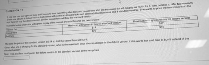 Question 11 A Pop Star Has Two Types Of Fans Avid Fans Who Love Everything She Does And Casual Fans Who Like Her Music 1