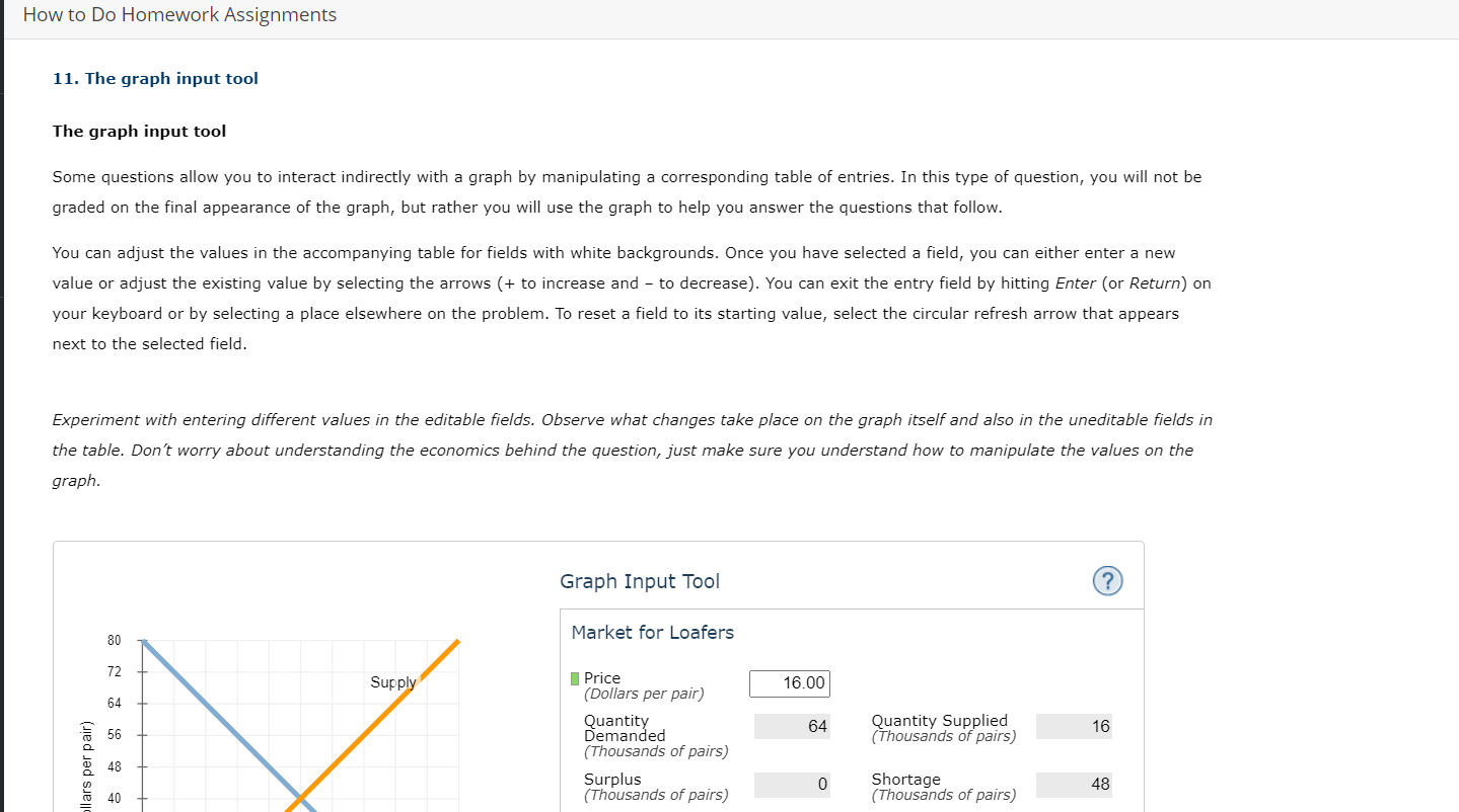 How To Do Homework Assignments 11 The Graph Input Tool The Graph Input Tool Some Questions Allow You To Interact Indire 1