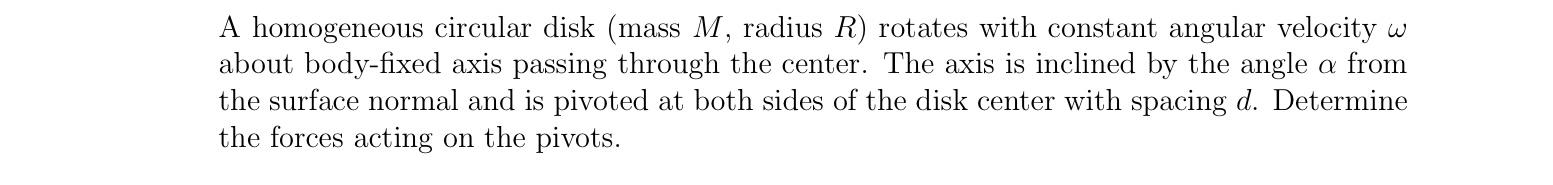 A Homogeneous Circular Disk Mass M Radius R Rotates With Constant Angular Velocity W About Body Fixed Axis Passing Th 1
