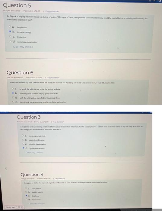 Question 5 Not Yet Answered Points Out Of 2 00 Flag Question Dr Wyrick Is Helping His Client Reduce His Phobia Of Stake 1