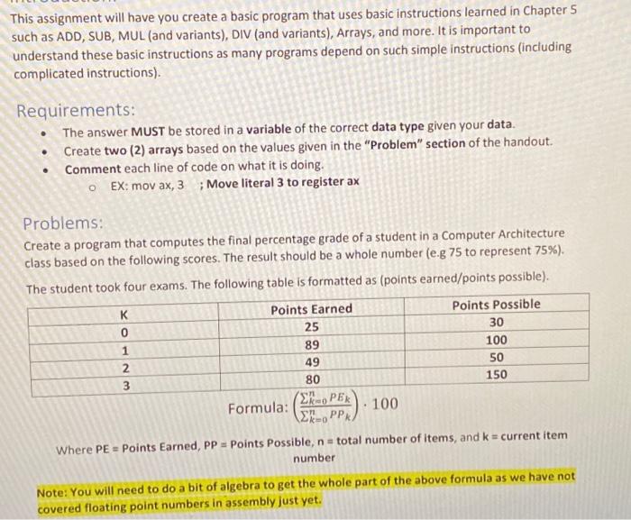 This Assignment Will Have You Create A Basic Program That Uses Basic Instructions Learned In Chapter 5 Such As Add Sub 1
