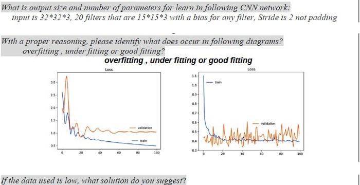 What Is Output Size And Number Of Parameters For Learn In Following Cnn Network Input Is 32 32 3 20 Filters That Are 1 3