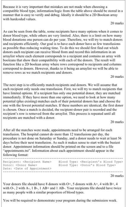 Blood Transfusion Manager Make An Application That Efficiently Chooses Donors For Blood Transfusion When The Applicatio 2