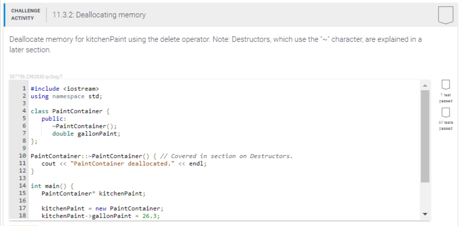 Deallocate Memory For Kitchenpaint Using The Delete Operator Note Destructors Which Use The Character Are Expl 1