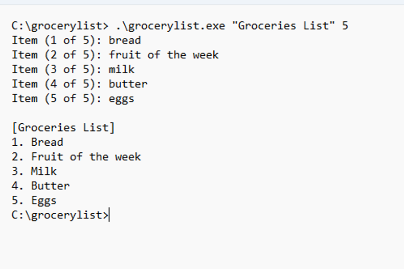 Write A C Console Application That Creates A List Of Items Using Both Command Line Arguments And User Inputs From The 1