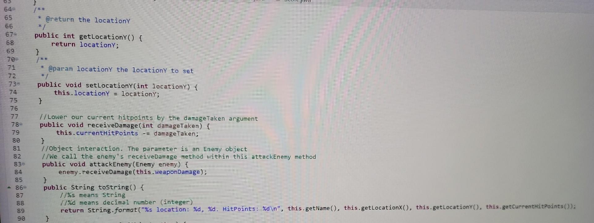 Need To Complete A Program In Java Please There S 3 Exercises The Program Is A Game With A Character Class Enemy Clas 3
