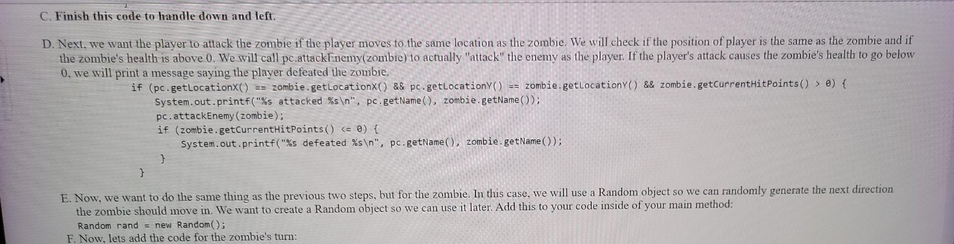 Need To Complete A Program In Java Please There S 3 Exercises The Program Is A Game With A Character Class Enemy Clas 10