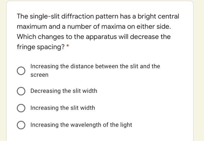 The Single Slit Diffraction Pattern Has A Bright Central Maximum And A Number Of Maxima On Either Side Which Changes To 1