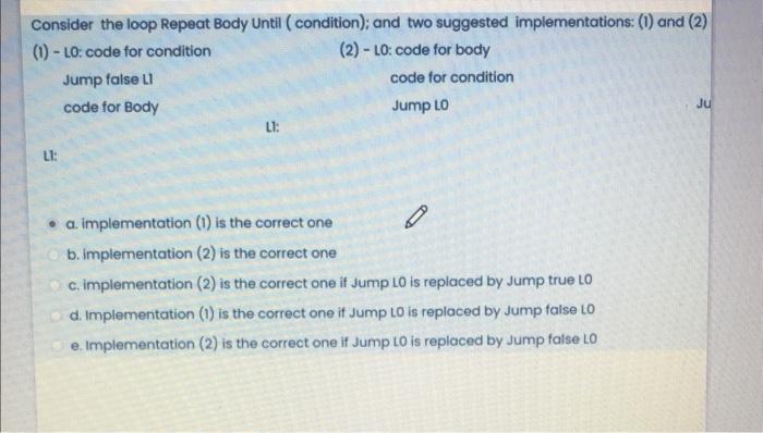 Consider The Loop Repeat Body Until Condition And Two Suggested Implementations 1 And 2 1 Lo Code For Conditi 1