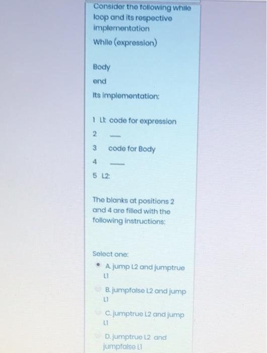 Consider The Following While Loop And Its Respectivo Implementation While Expression Body End Its Implementation 1 Lt 1
