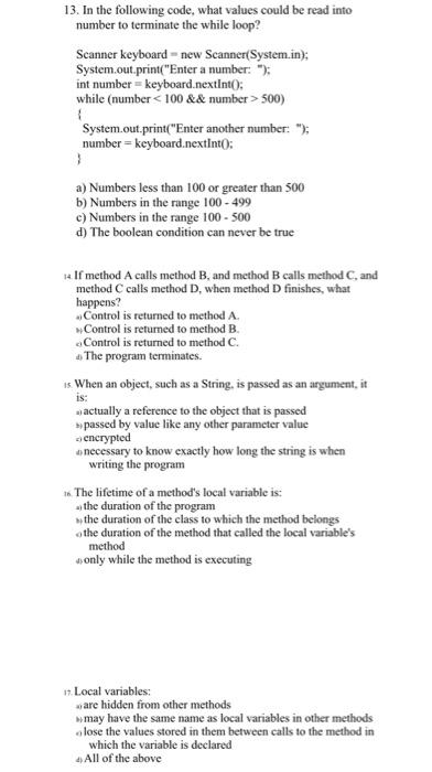 1 What Will Be The Value Of X After The Following Code Is Executed Int X 10 While X 100 A 90 B 100 C 110 D 4