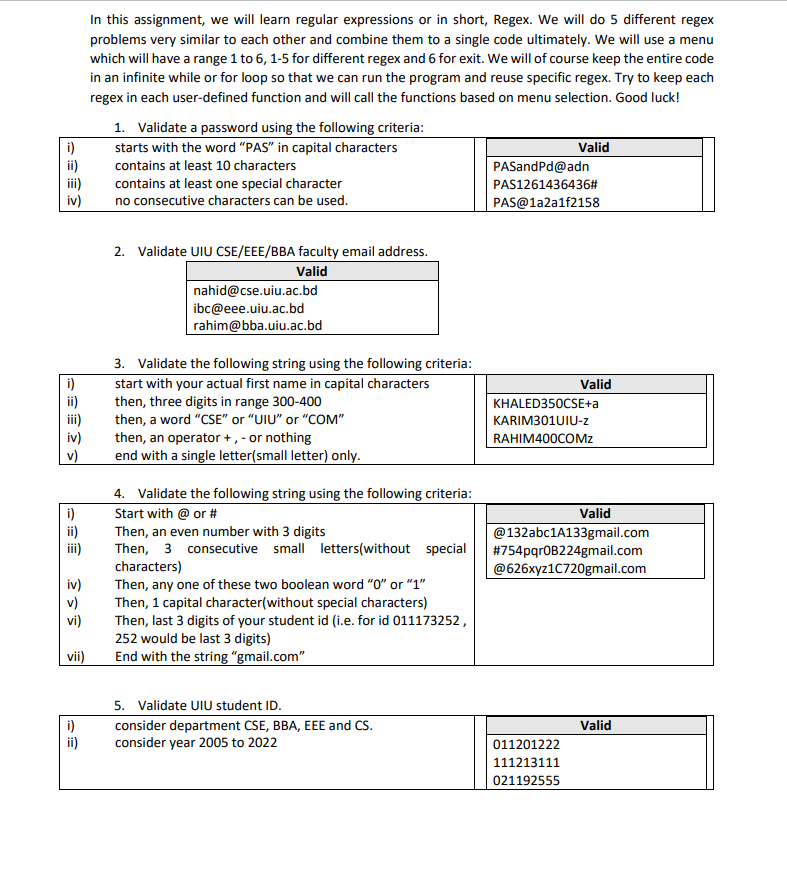 Iv I Iv I Ii Iii Vi Vii I Ii In This Assignment We Will Learn Regular Expressions Or In Short Regex We Will 1