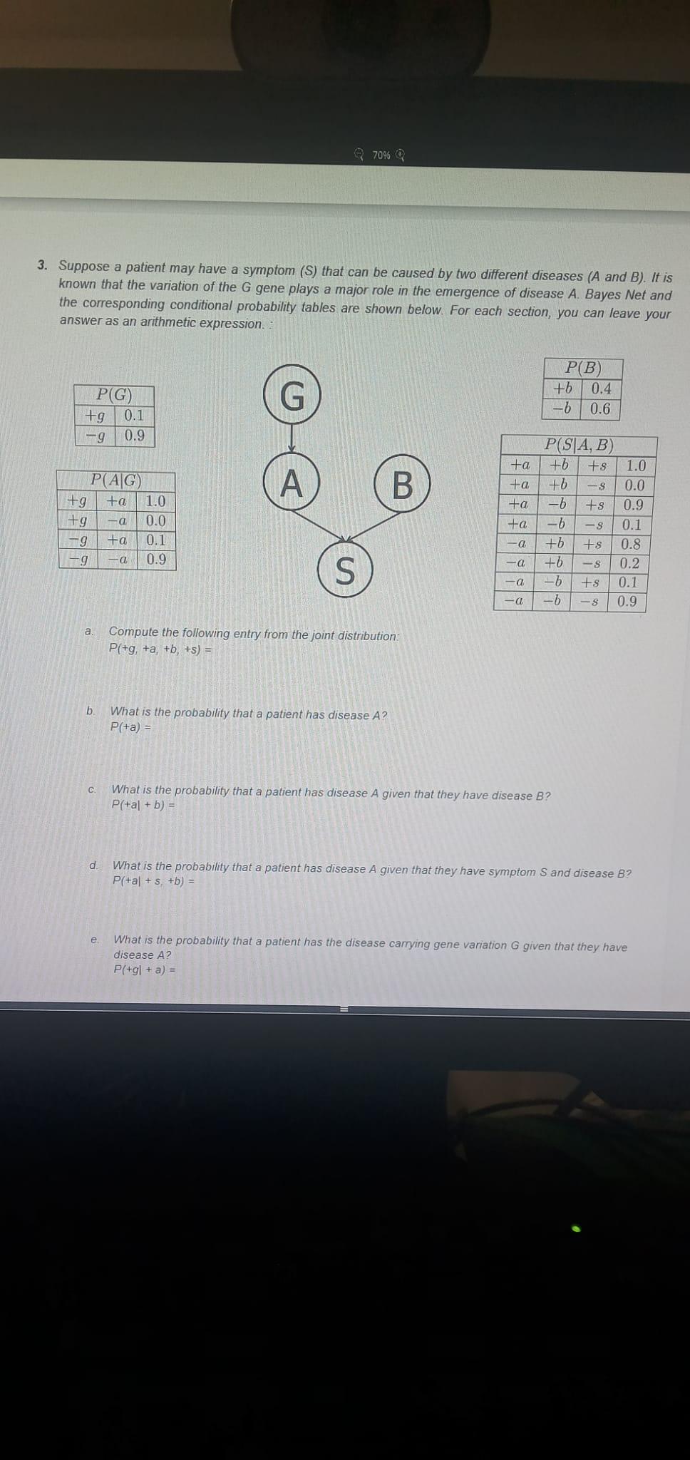 3 Suppose A Patient May Have A Symptom S That Can Be Caused By Two Different Diseases A And B It Is Known That The 1