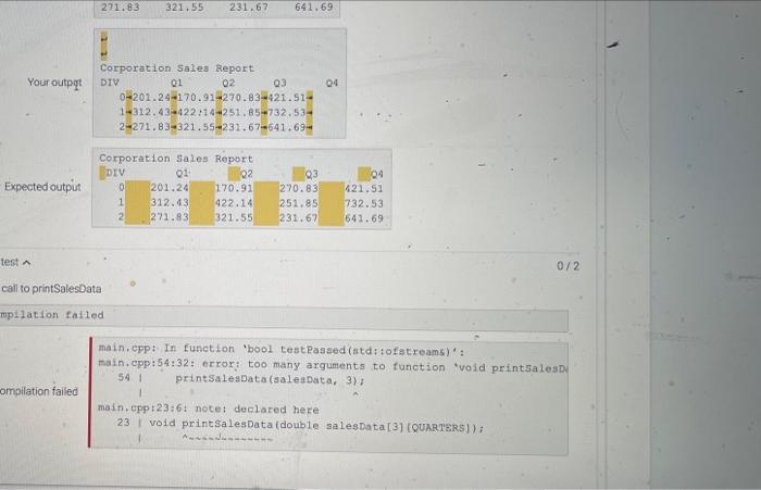 Complete The Program From The Template To Prints The Contents Of A 2 D Array Which Contains Company S Sales Data The Com 10