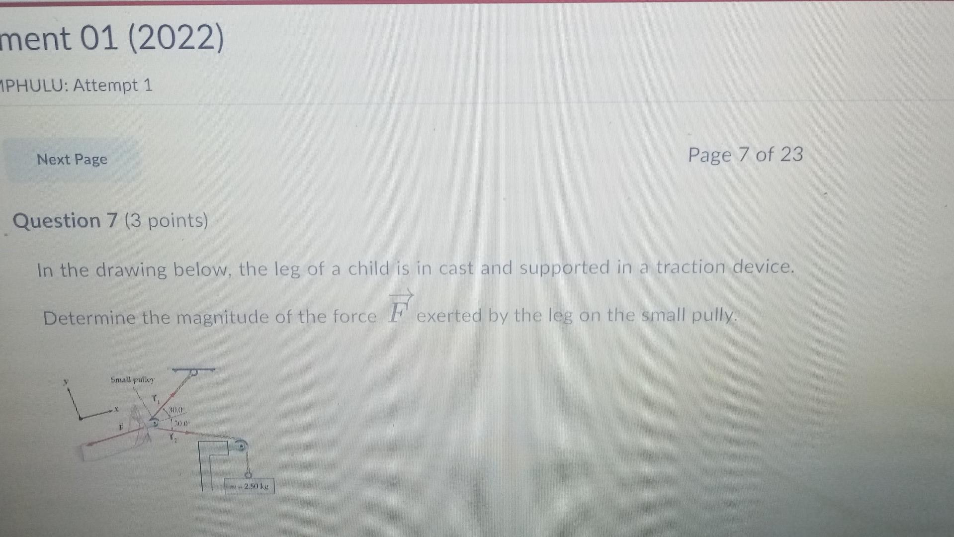 Ment 01 2022 Phulu Attempt 1 Next Page Page 7 Of 23 Question 7 3 Points In The Drawing Below The Leg Of A Child Is 1