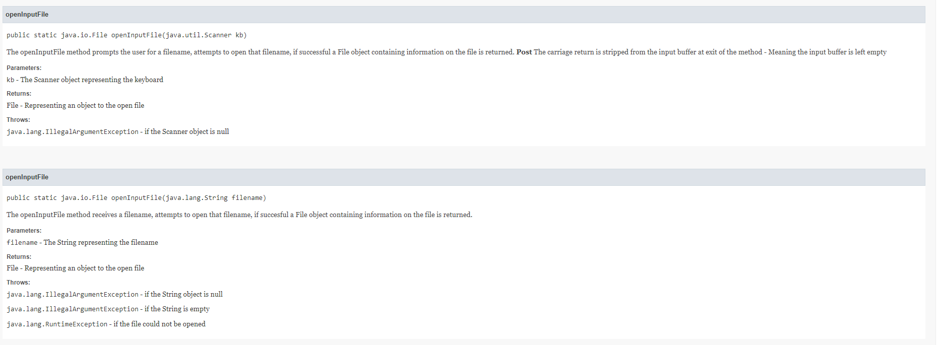 Openinputfile Public Static Java Io File Openinputfile Java Util Scanner Kb The Openinputfile Method Prompts The User F 1