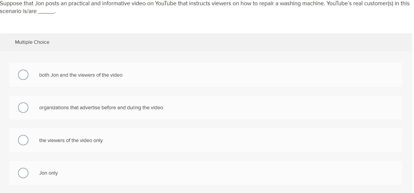 Suppose That Jon Posts An Practical And Informative Video On Youtube That Instructs Viewers On How To Repair A Washing M 1