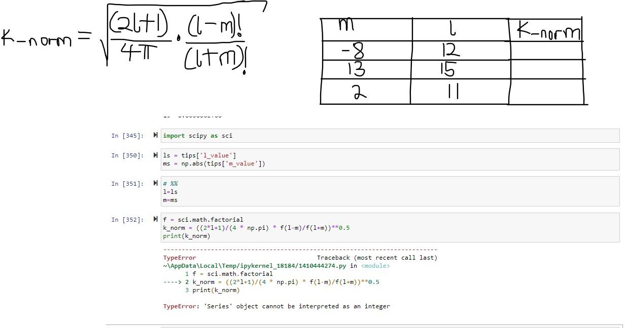 Kindly Help Correct These Python Codes For Finding The Expression Of K Norm The M And L Values Are Given In The Table 1