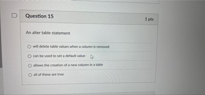 D Question 1 Which Of The Following Are Advantages Of A Dbms O Data Dependence O Incompatible File Formats O Database C 15
