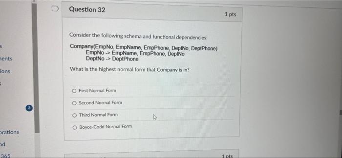 D Question 1 Which Of The Following Are Advantages Of A Dbms O Data Dependence O Incompatible File Formats O Database C 33