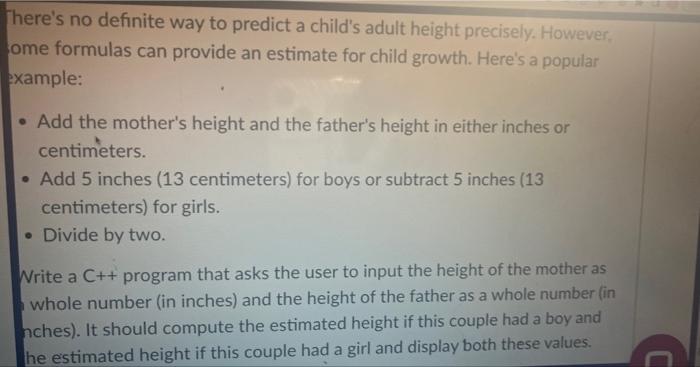 There S No Definite Way To Predict A Child S Adult Height Precisely However Ome Formulas Can Provide An Estimate For C 1