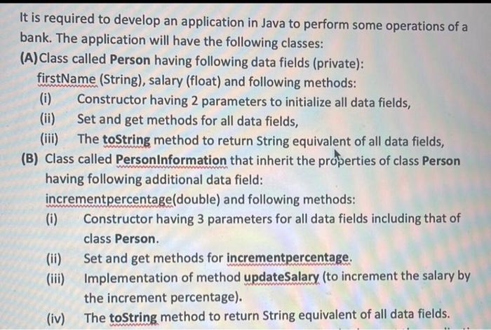 It Is Required To Develop An Application In Java To Perform Some Operations Of A Bank The Application Will Have The Fol 1
