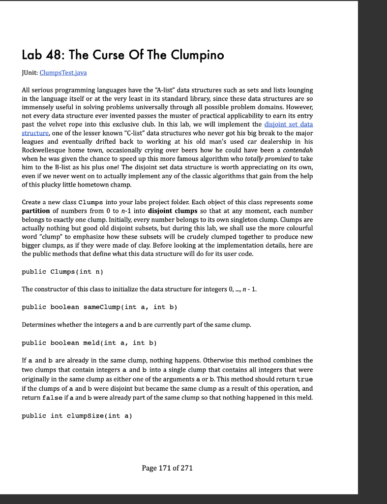 Lab 48 The Curse Of The Clumpino Junit Clumps Test Java All Serious Programming Languages Have The A List Data Struc 1
