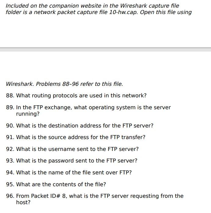 Included On The Companion Website In The Wireshark Capture File Folder Is A Network Packet Capture File 10 Hw Cap Open 1