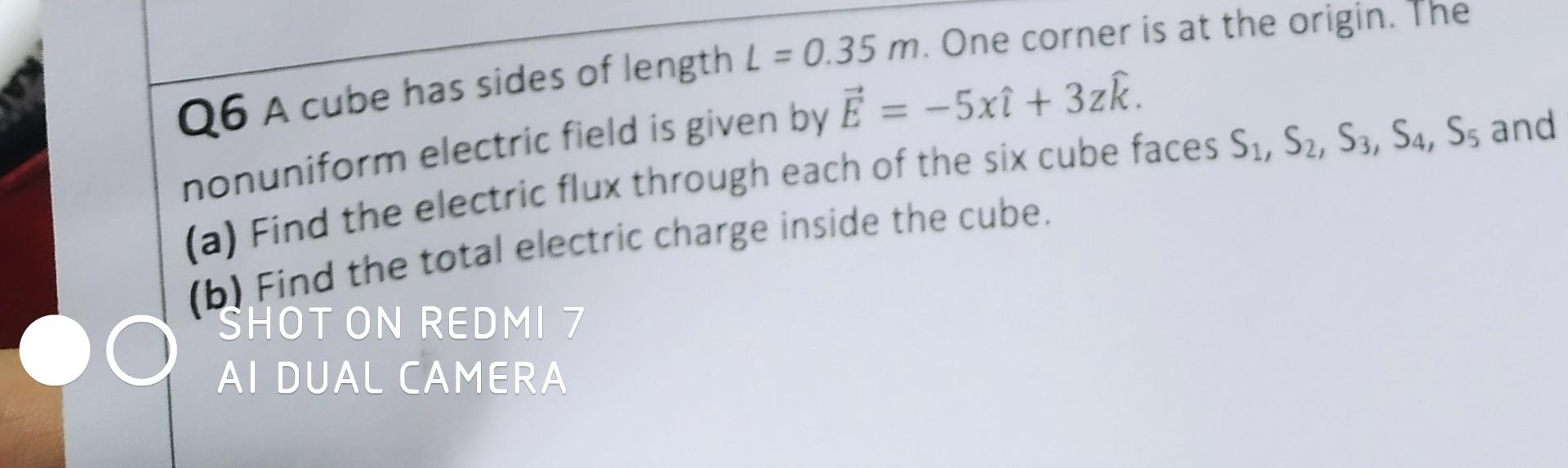 S2 Top Si Sa Left S Of Length L 0 35 M One Corner Is At The Origin The Field Is Given By E 5xi 3zk Flux T 2